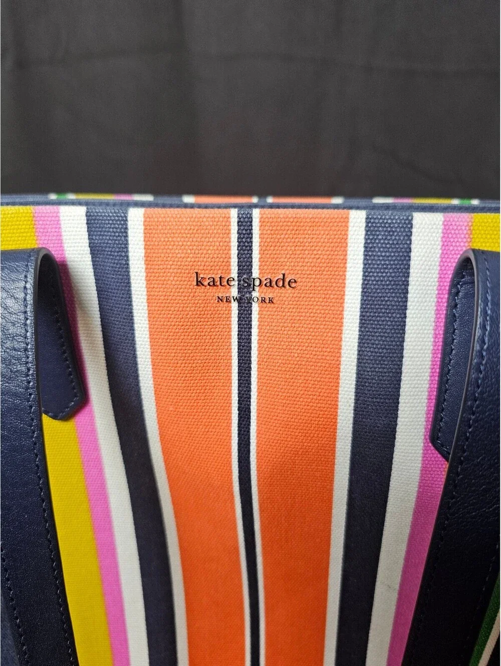 Kate spade Tote Navy Blue Womens Medium Canvas New York